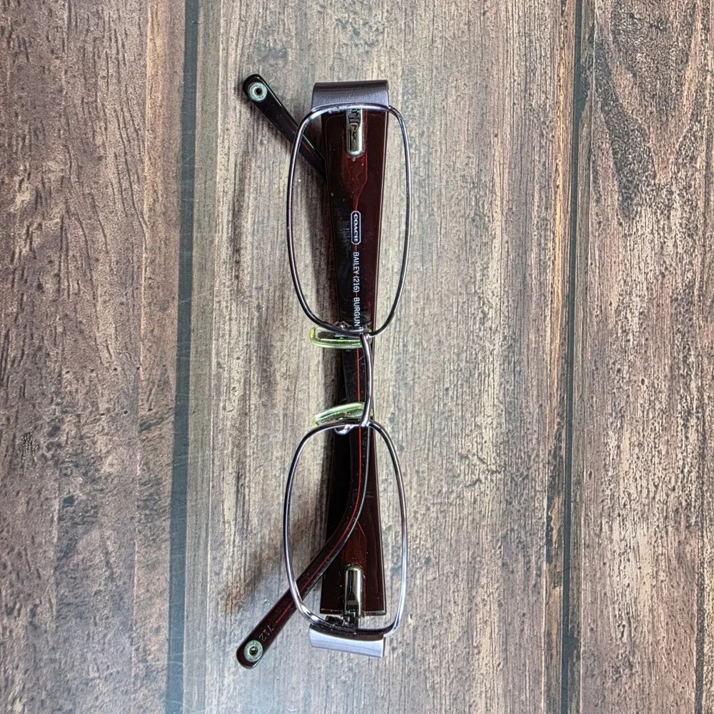 Coach Bailey 216 Burgundy Rectangular Eyeglass Rhinestone Script Logo 49-18